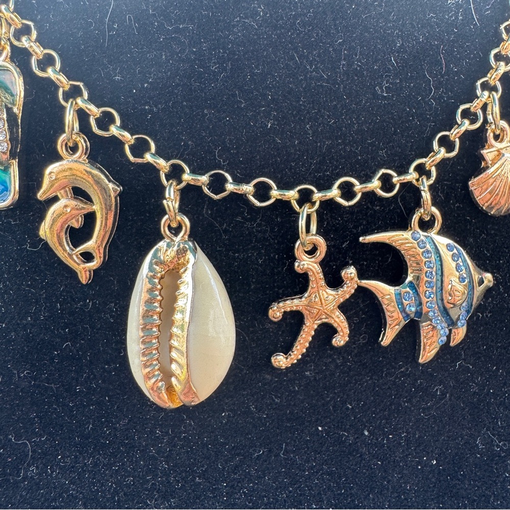 Handmade Ocean/Beach Themed Adjustable Charm Bracelet/ Anklet - Picture 4 of 7